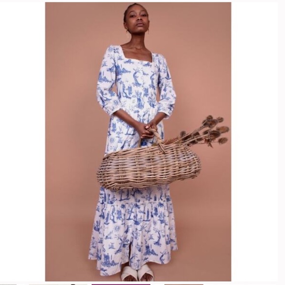 Meadows blue and white toile Maxi dress - Picture 2 of 4